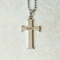 God is Greater Than the Highs and Lows Silver Iron Cross Necklace - LDP-CSNB101-SLV