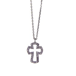 Sterling Silver CZ Open Cross Necklace 