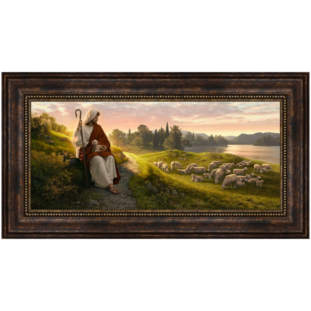 Dear to the Heart of the Shepherd - 24x36 Giclee Canvas, Bronze Frame 