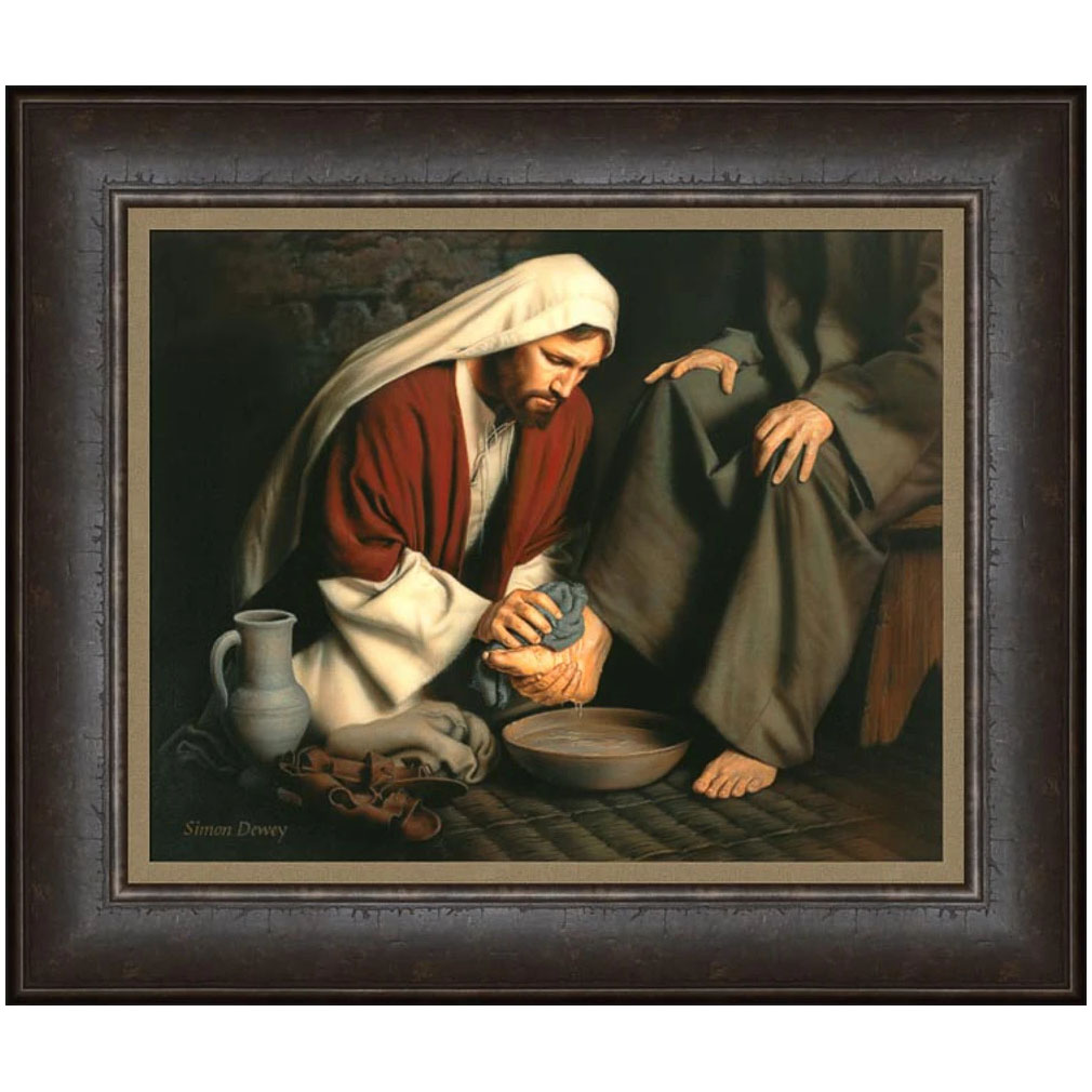 In Humility - Framed Dark Wood 30" x 36" in humility,in humility lds,simon dewey,in humility simon dewey,simon dewey lds art,lds simon dewey,simon dewey jesus christ,lds,lds gifts,lds artwork,lds art,latter day saint art,latter day saint artwork,lds wall art,lds gifts art