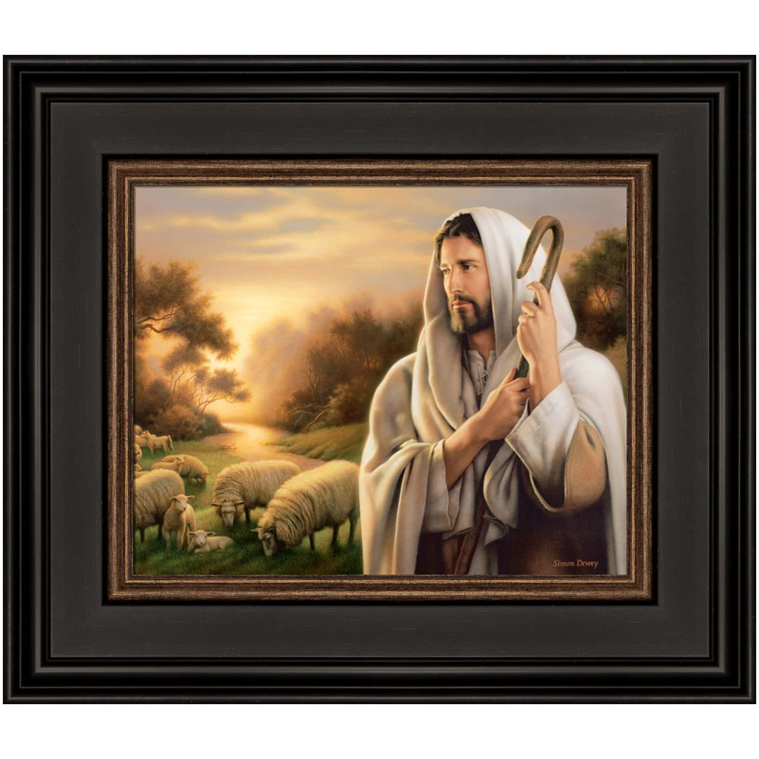 The Lord Is My Shepherd - 12.5x14.5 Print, Dark Wood Frame 