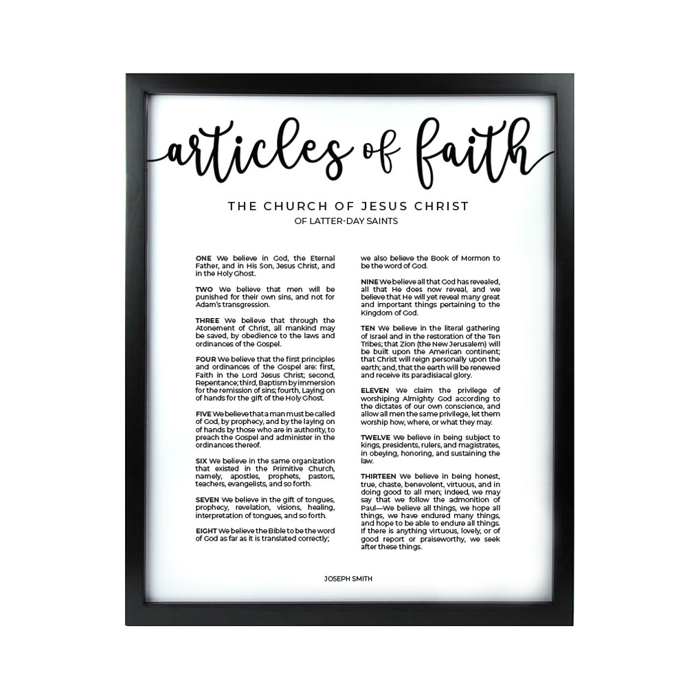 Framed Modern Articles of Faith - Black - LDP-ART-AOF-MOD-BLK