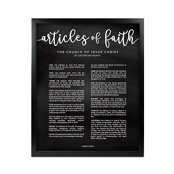 Framed Chalkboard Articles of Faith - Black framed articles of faith, articles of faith framed
