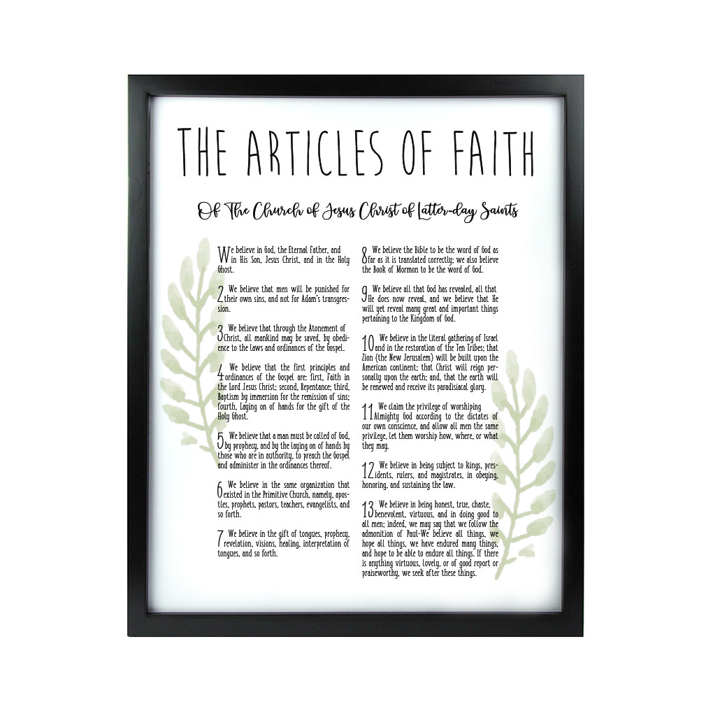 Framed Laurel Articles of Faith - Black - LDP-ART-AOF-LAUREL-BLK