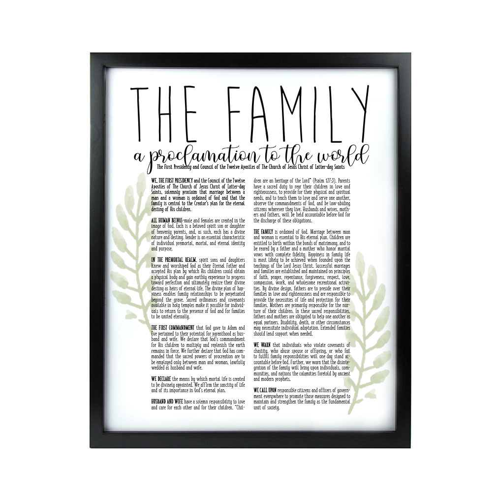Framed Laurel Family Proclamation - Black - LDP-FR-ART-FAMPROC-LAUREL-BLK