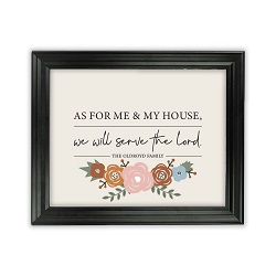 As For Me and My House Floral Wall Art - Beveled Black wall art, word art, floral art, floral wall art, floral word art, scripture art, scripture quote, quote art