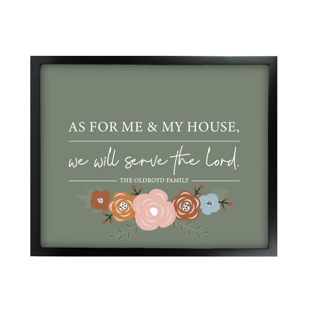As For Me and My House Floral Wall Art - Black - LDP-ART-HOUSE-FLORAL-BLK