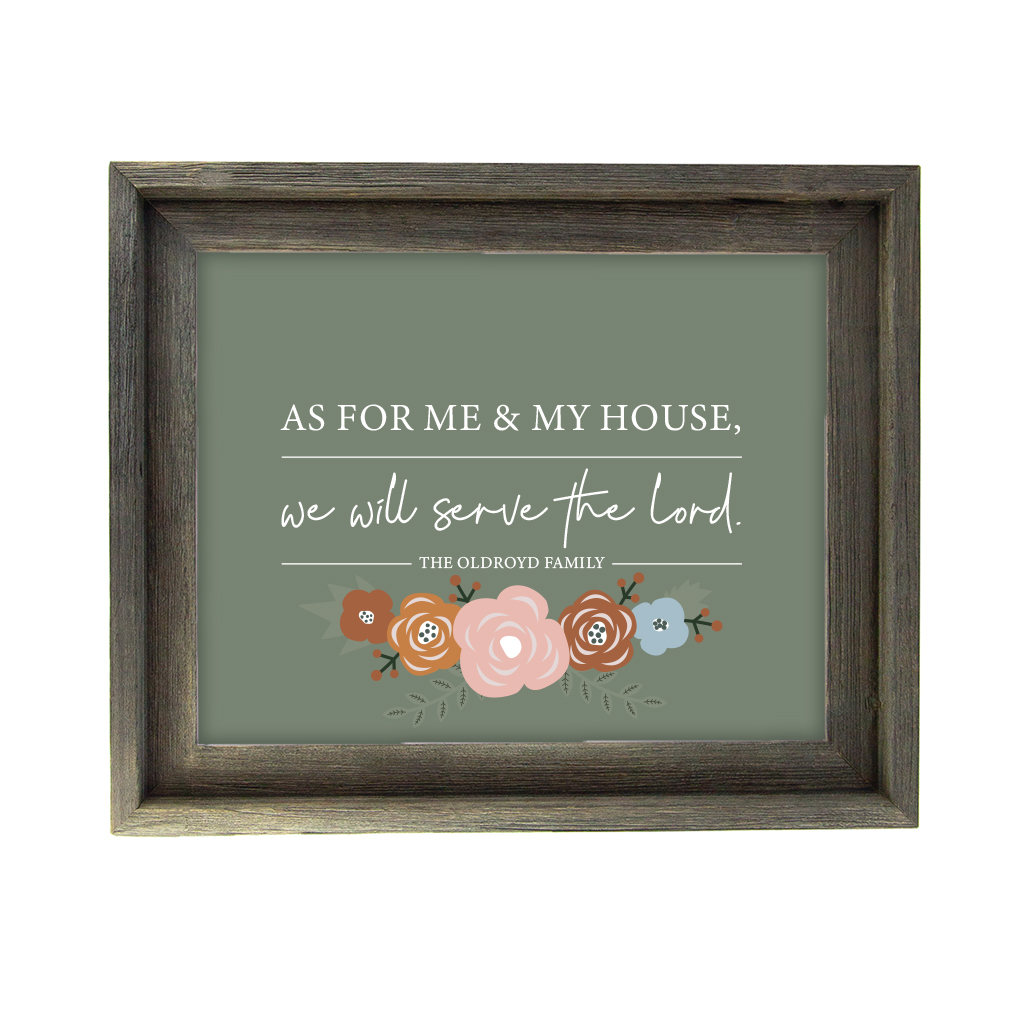As For Me and My House Floral Wall Art - Barnwood - LDP-ART-HOUSE-FLORAL-BW