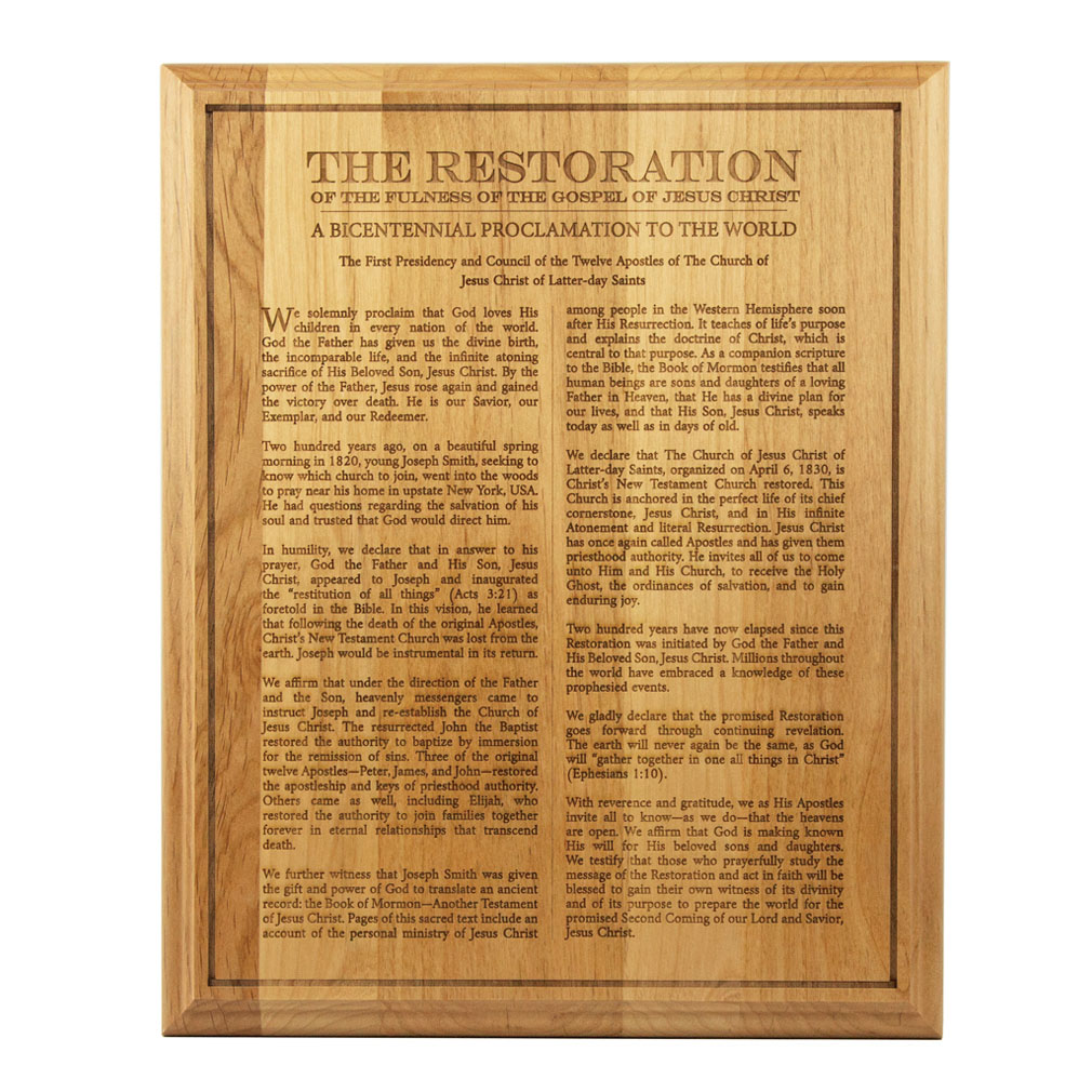 Restoration Proclamation Wood Plaque - LDP-PLQ500
