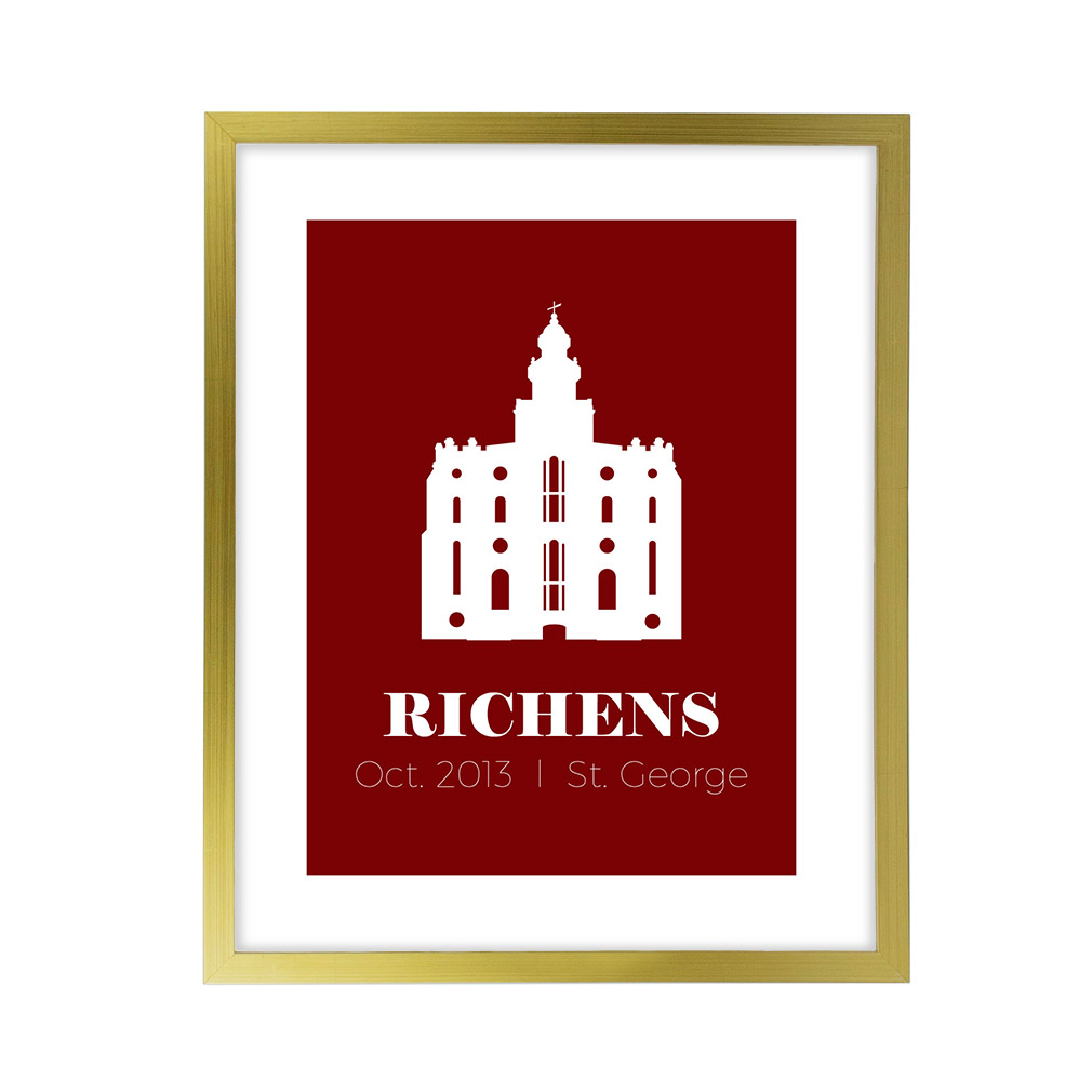 Personalized Filled Temple Print - Gold - LDP-CTEMPPOSTSQ-GLD