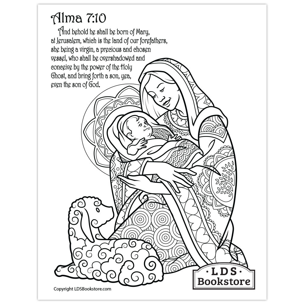 Mary &amp; Baby Jesus Coloring Page - Printable - LDPD-PBL-COLOR-ALMA7