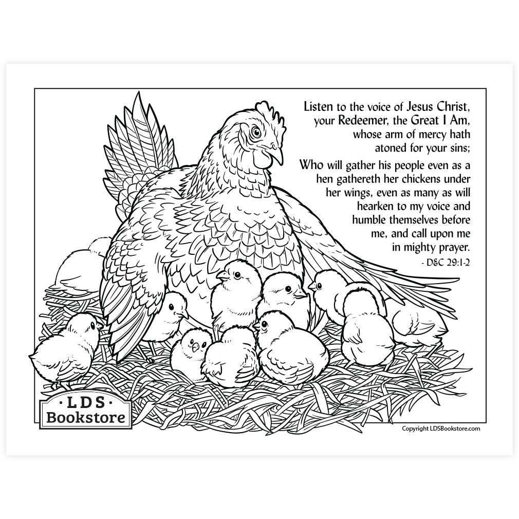 As a Hen Gathereth Her Chickens Coloring Page - Printable - LDPD-PBL-COLOR-DOCTCOV29