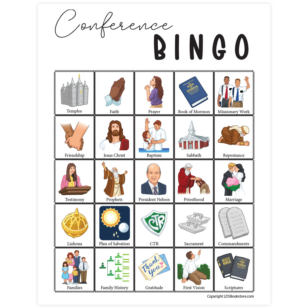 Free LDS General Conference Bingo Printable Activity for Kids