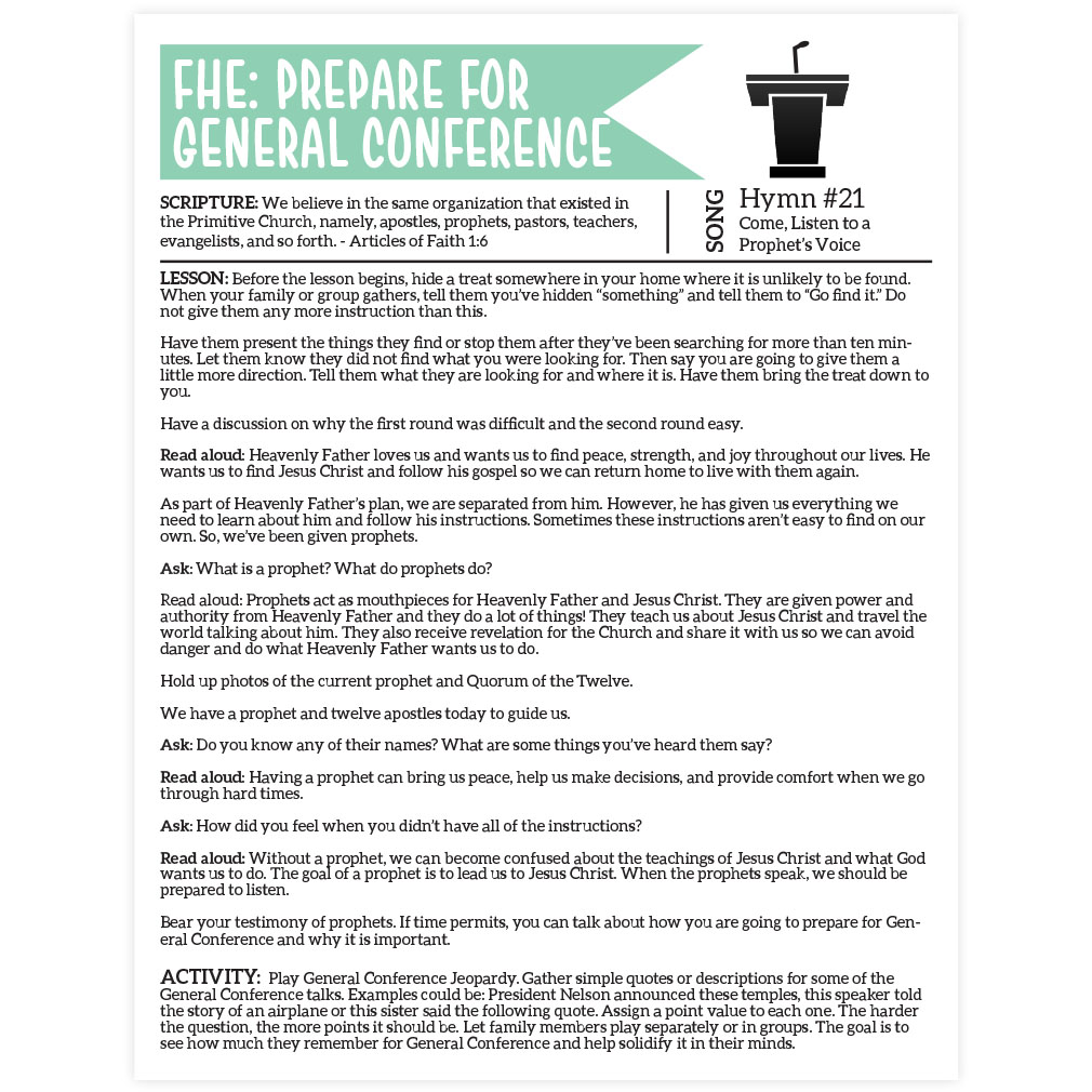 FREE! General Conference Packet October 2023 Conference