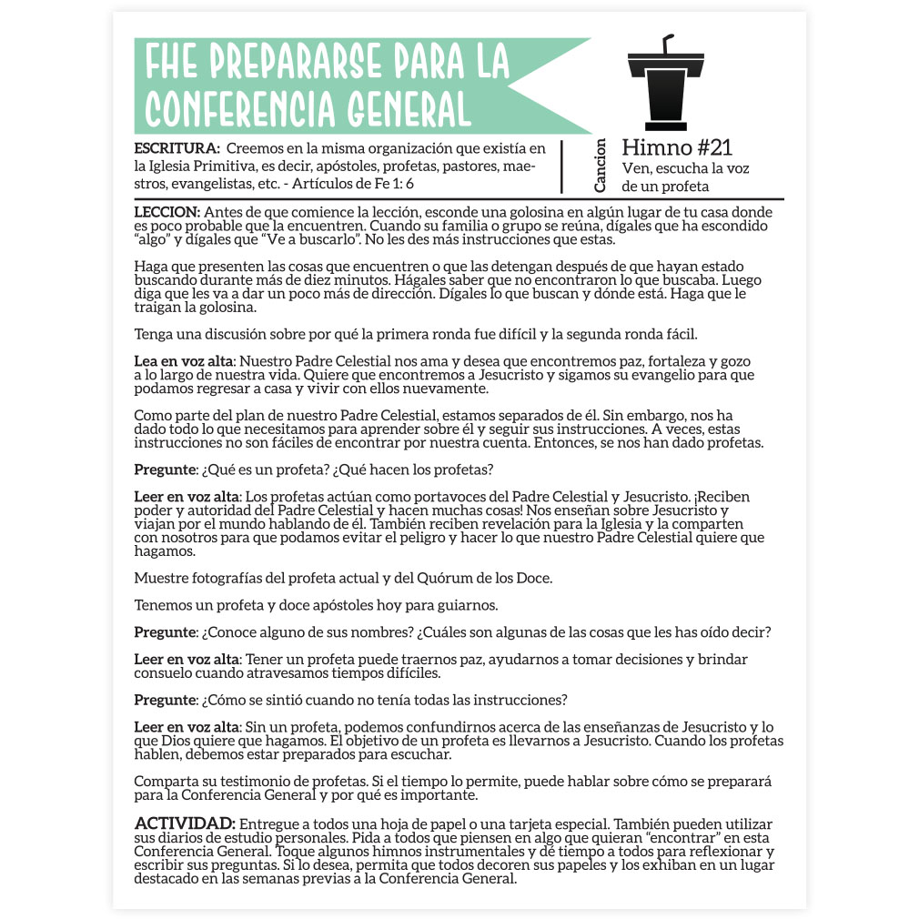 General Conference Activity Packet - Spanish - LDPD-PBL-GCP-AP20-SPN