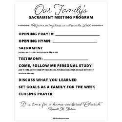 At-Home Sacrament Meeting Program - Printable at home sacrament meeting, at home church worksheet