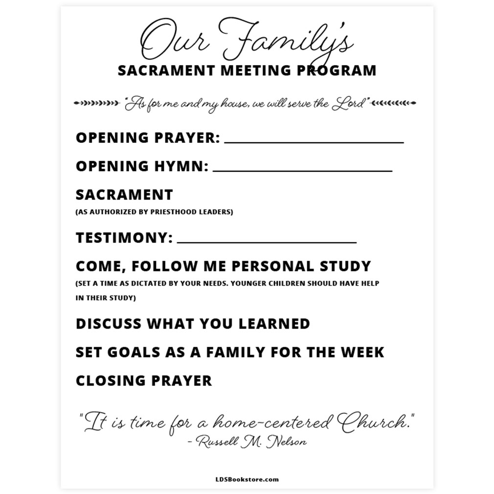 AtHome Sacrament Meeting Program Printable in LDS Handouts & Helps