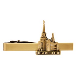 Brigham City Utah Temple Tie Bar - Gold 
