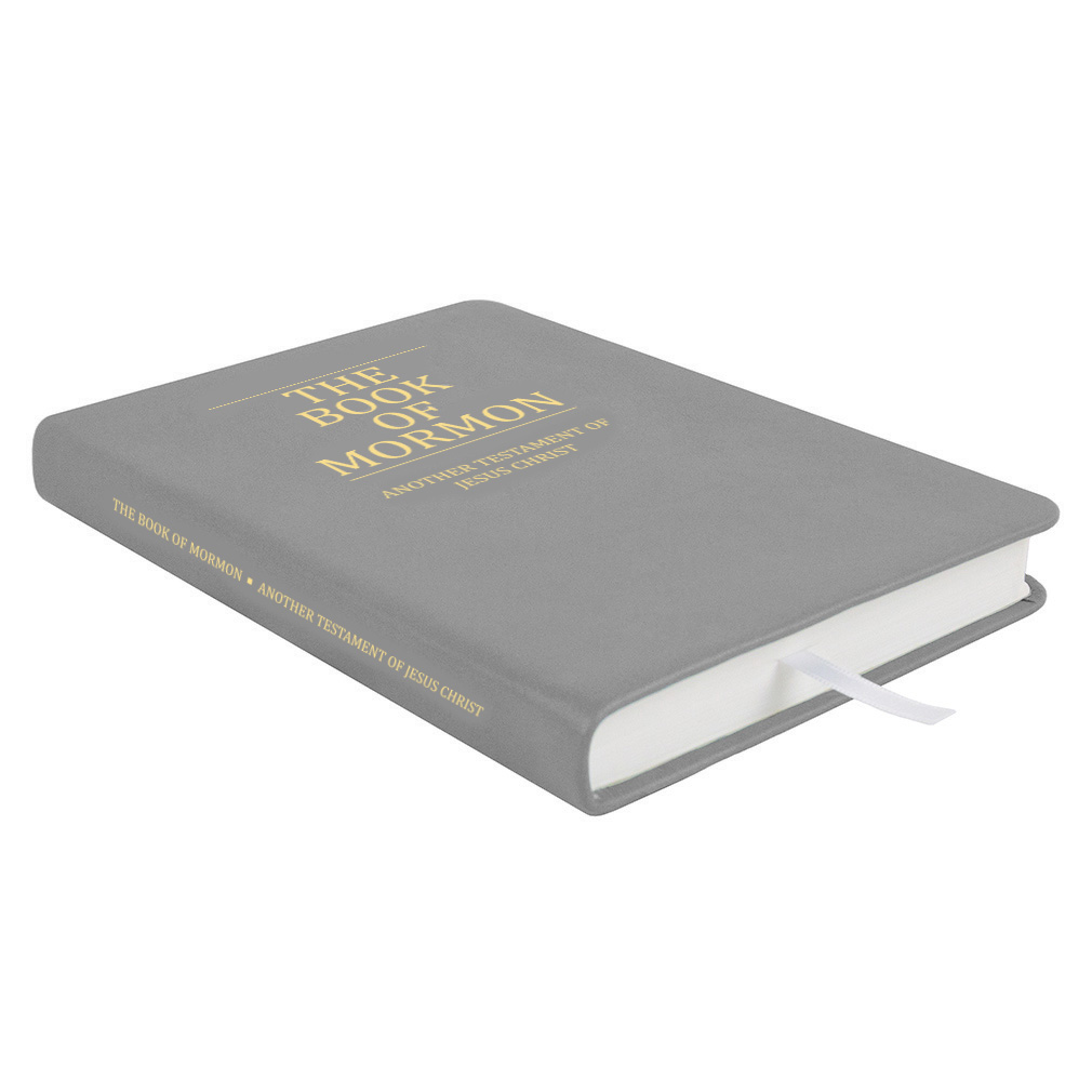Hand-Bound Genuine Leather Book of Mormon - Light Gray - LDP-HB-BOM-LGR