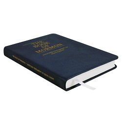Hand-Bound Genuine Leather Book of Mormon - Navy Blue