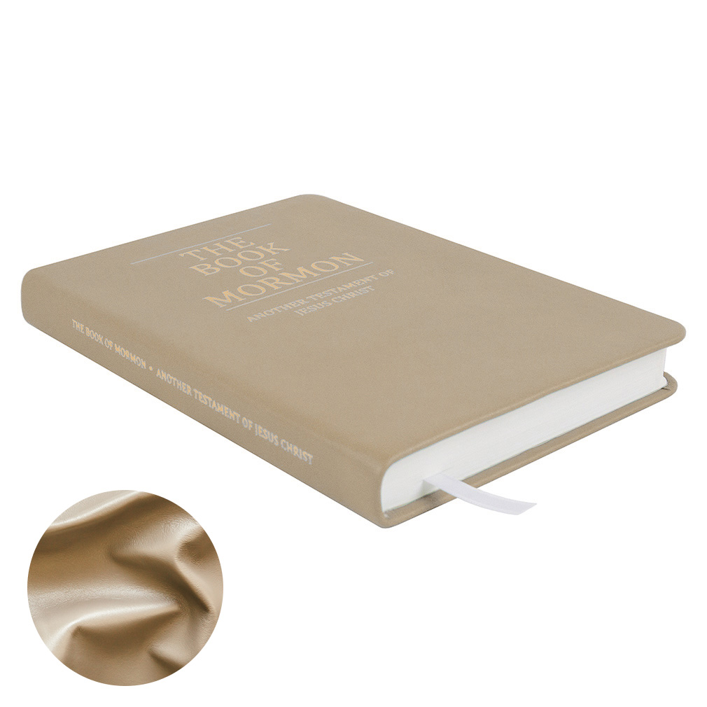 Hand-Bound Genuine Leather Book of Mormon - Pearlized Beige - LDP-HB-BOM-PZB