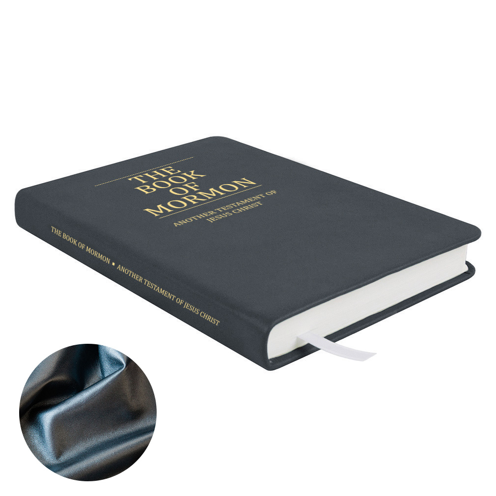 Hand-Bound Genuine Leather Book of Mormon - Pearlized Gunmetal - LDP-HB-BOM-PZM