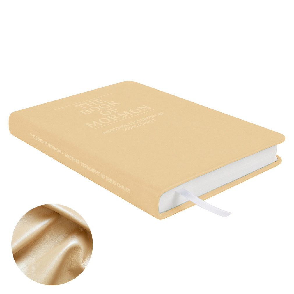 Hand-Bound Genuine Leather Book of Mormon - Pearlized Tan - LDP-HB-BOM-PZT