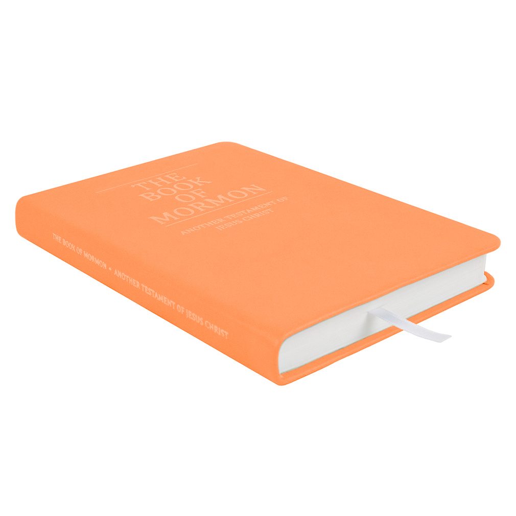 Hand-Bound Genuine Leather Book of Mormon - Coral Orange - LDP-HB-BOM-SLM