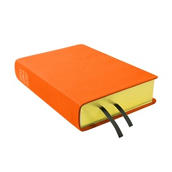 Large Hand-Bound Genuine Leather Bible - Marigold Orange