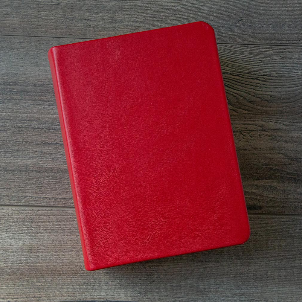 Hand-Bound Leather Book of Mormon - Cherry Red - LDP-HB-BOM-CHR