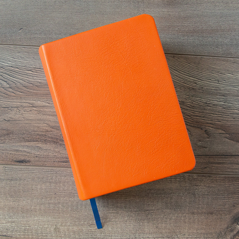 Hand-Bound Leather Book of Mormon - Marigold Orange - LDP-HB-BOM-MGO