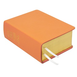 Hand-Bound Leather Quad - Coral Orange pink lds scriptures, custom lds scriptures, pink lds scripture, pink quad, color quad scriptures,pink quad scriptures