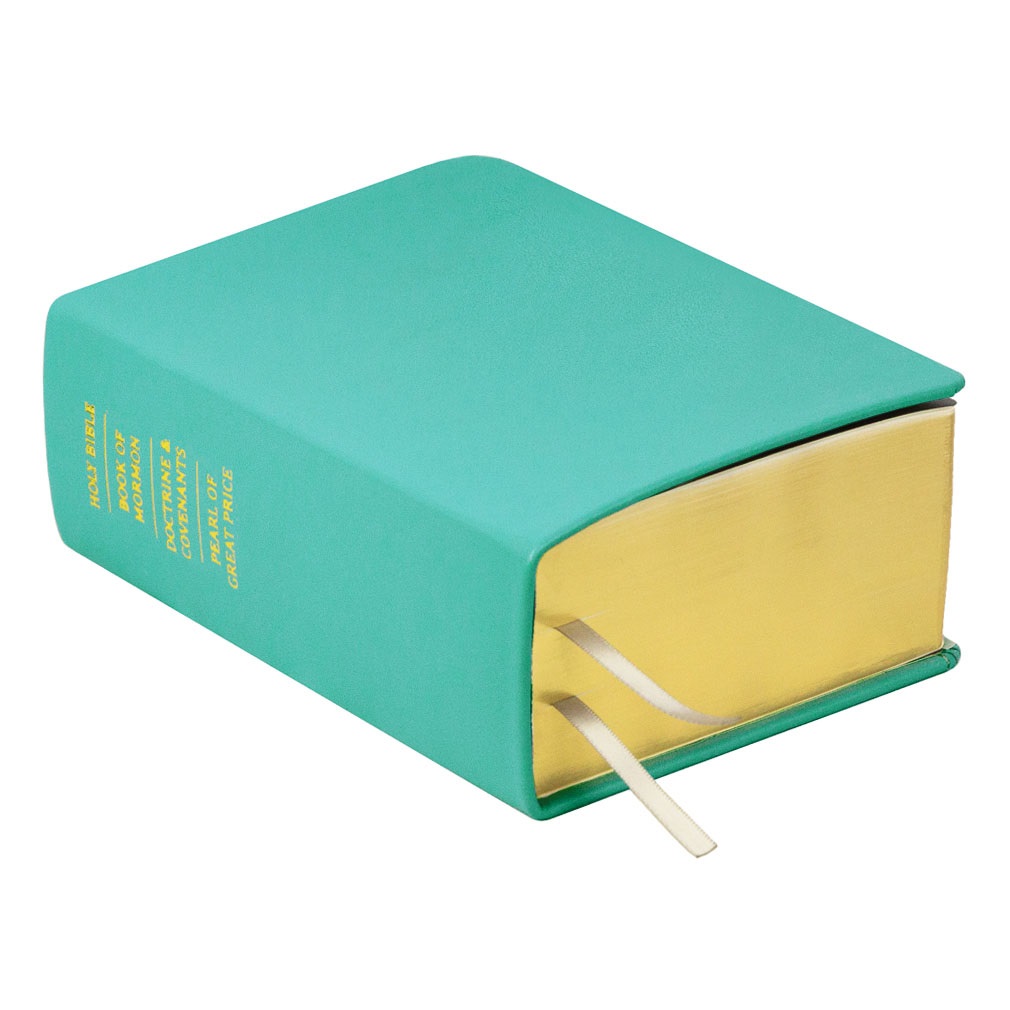 Hand-Bound Genuine Leather Quad - Turquoise turquoise lds scriptures, custom lds scriptures, turquoise lds scripture, turquoise quad, color quad scriptures, turquoise quad scriptures